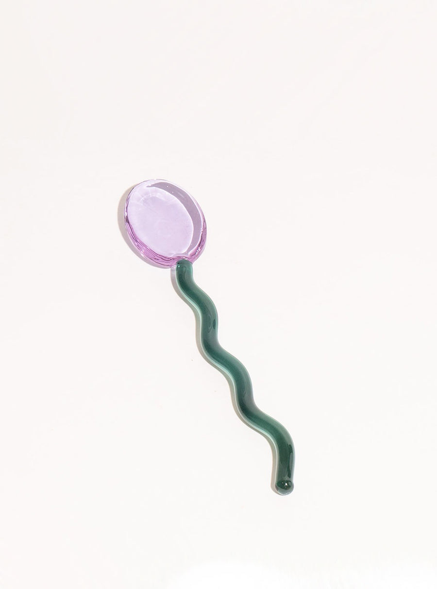 "Tremblé" Colourful Wavy Glass Spoon - Purple/Green