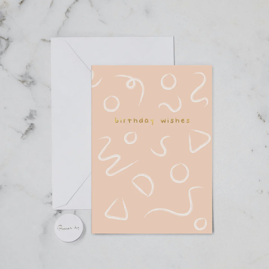 Birthday Wishes Peach Foil Greeting Card