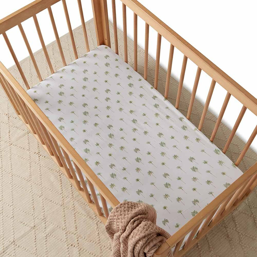 Green Palm Cot Sheet