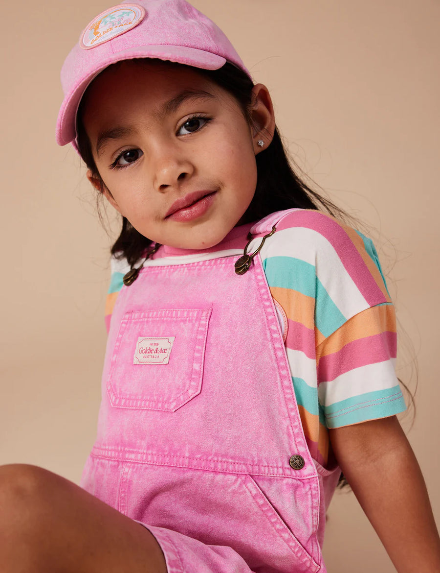 Burton Vintage Washed Denim Overalls Bubblegum