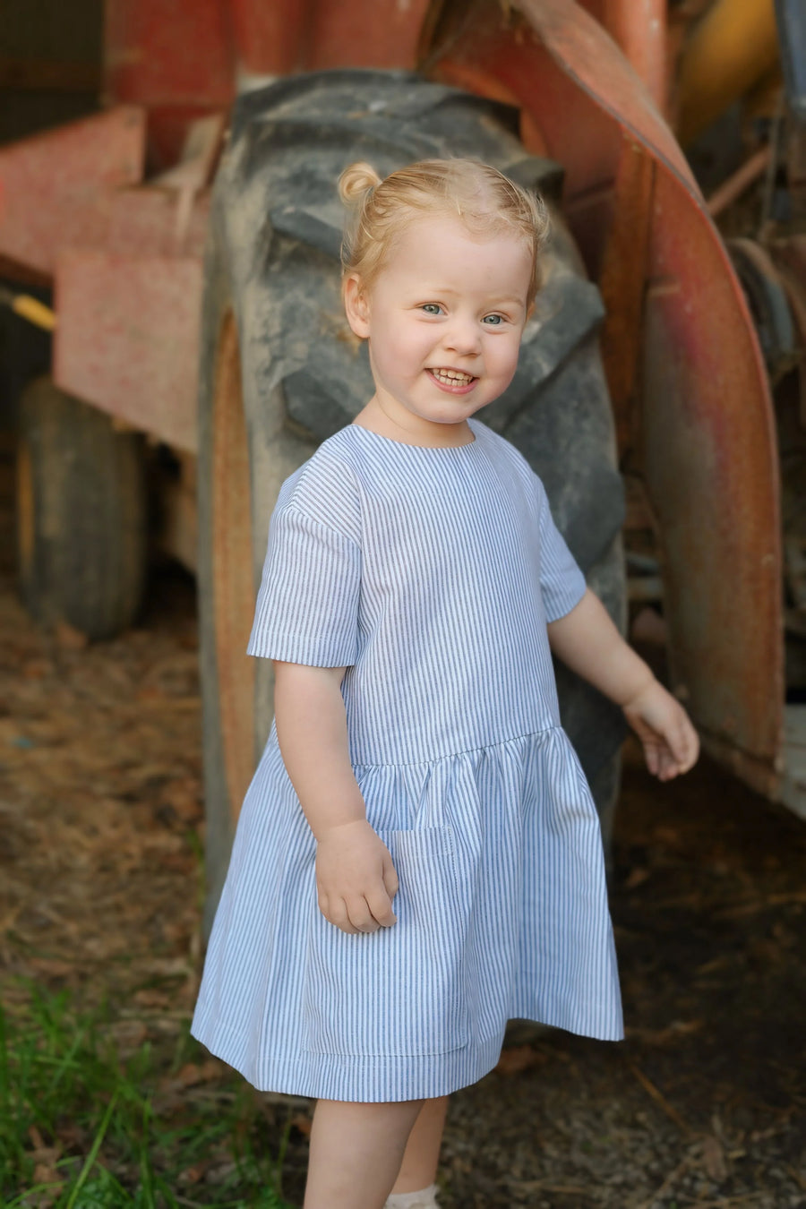 Alanna Dress Blue/White Stripes