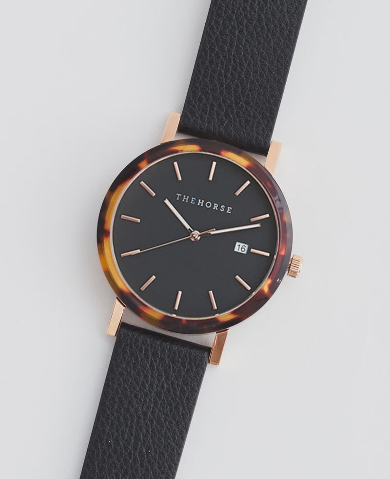 The Resin - Limited Edition - Brown Tortoise/Black Dial with Black Leather