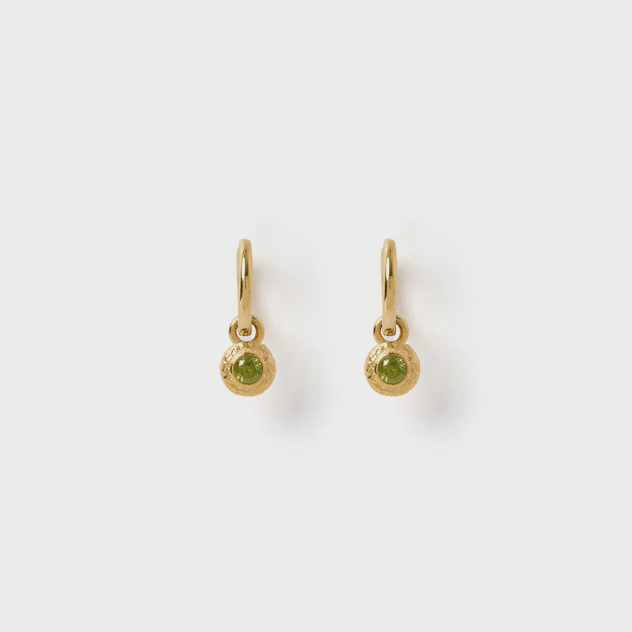 Crushed Birthstone Earrings - August Peridot