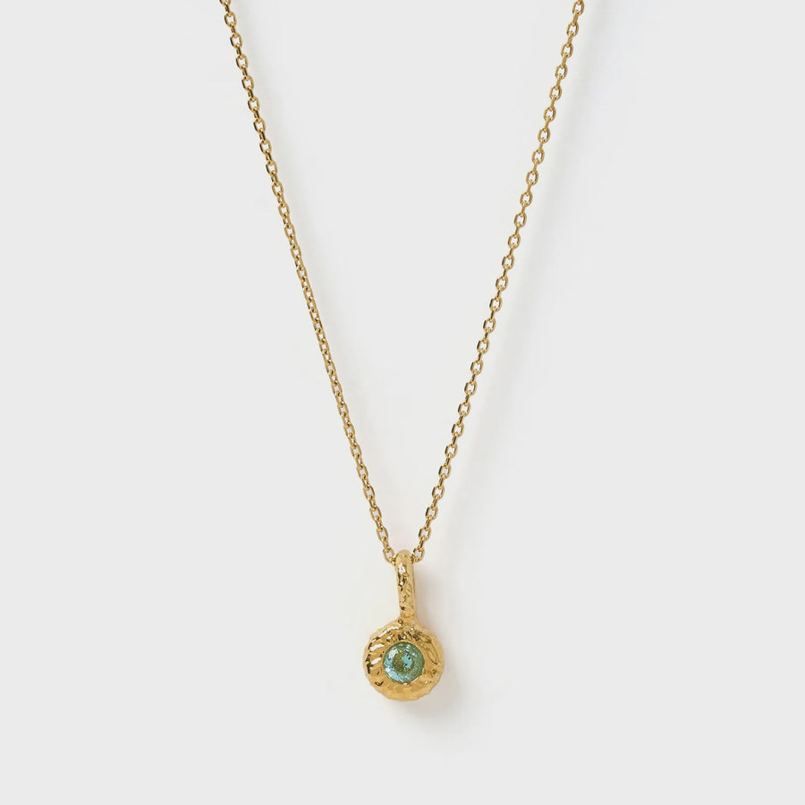 Crushed Birthstone Necklace - March Aquamarine