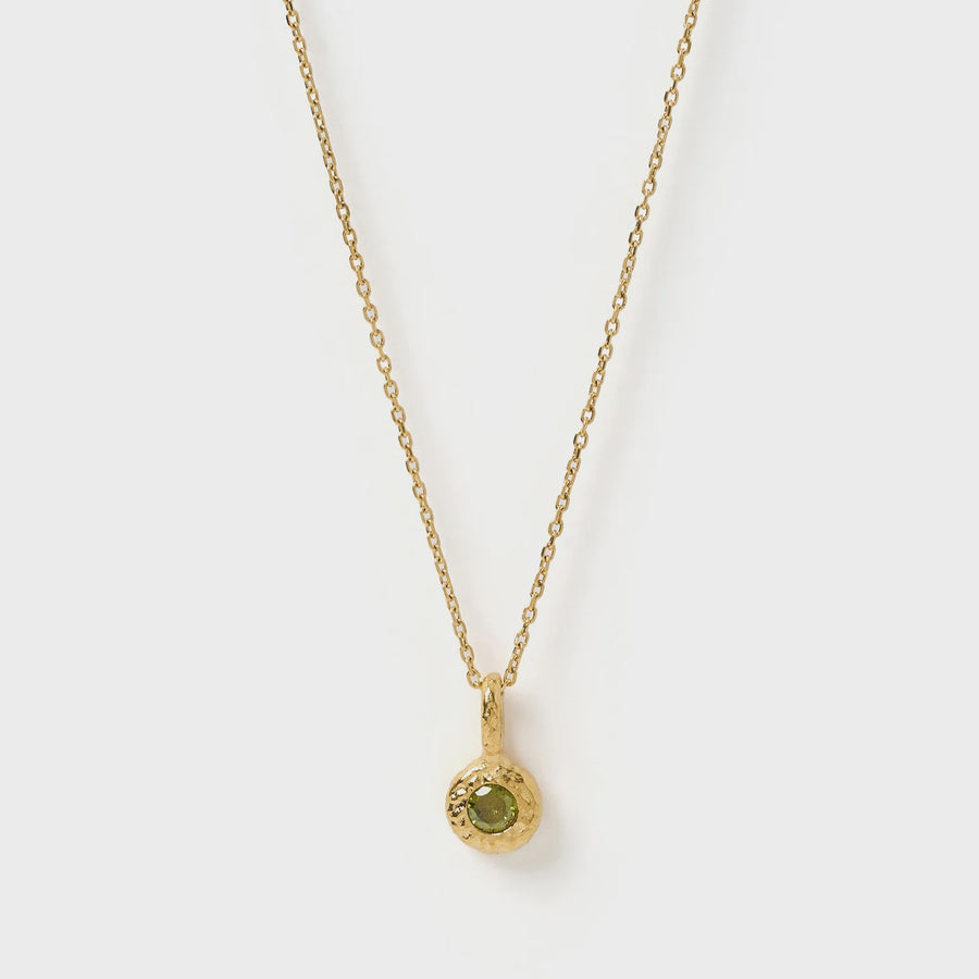 Crushed Birthstone Necklace - August Peridot