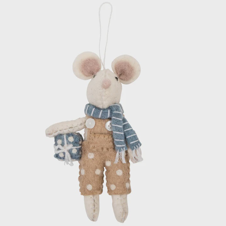 Pashom Christmas Decoration - Mice w Present Boy