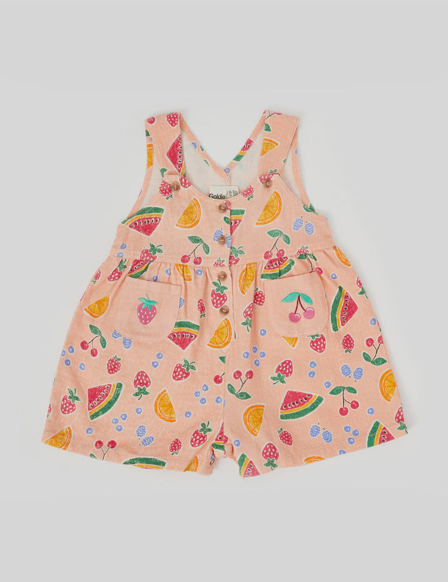 Sara Linen Shortalls Fruit Salad