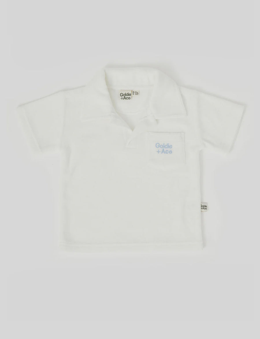 Oasis Terry Towelling Polo Shirt Ivory