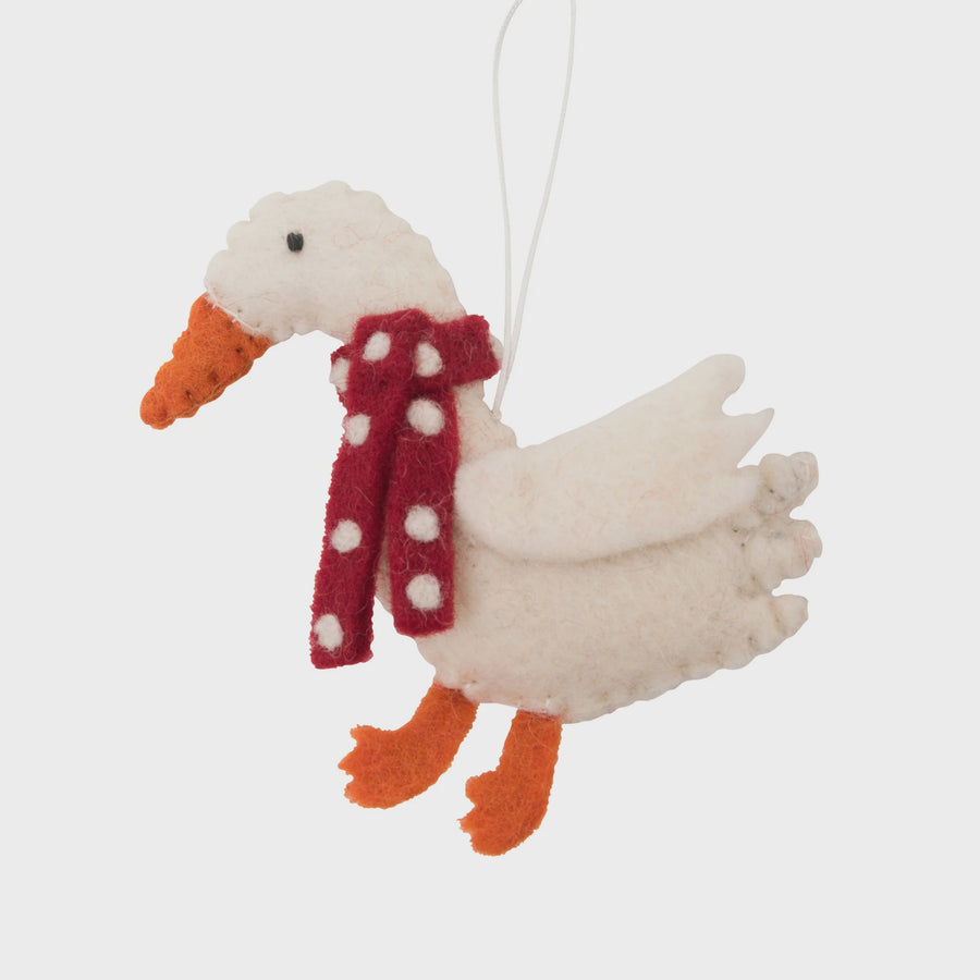 Pashom Christmas Decoration - Goose w Red Scarf