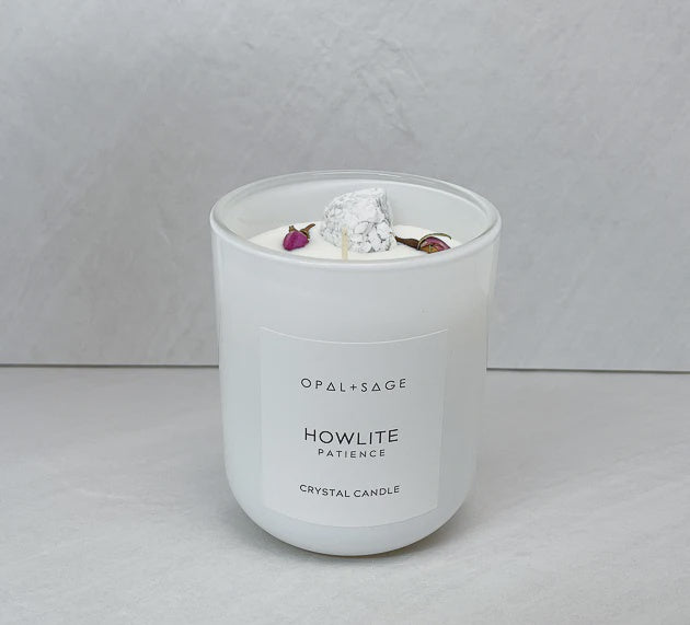 Howlite Crystal Candle