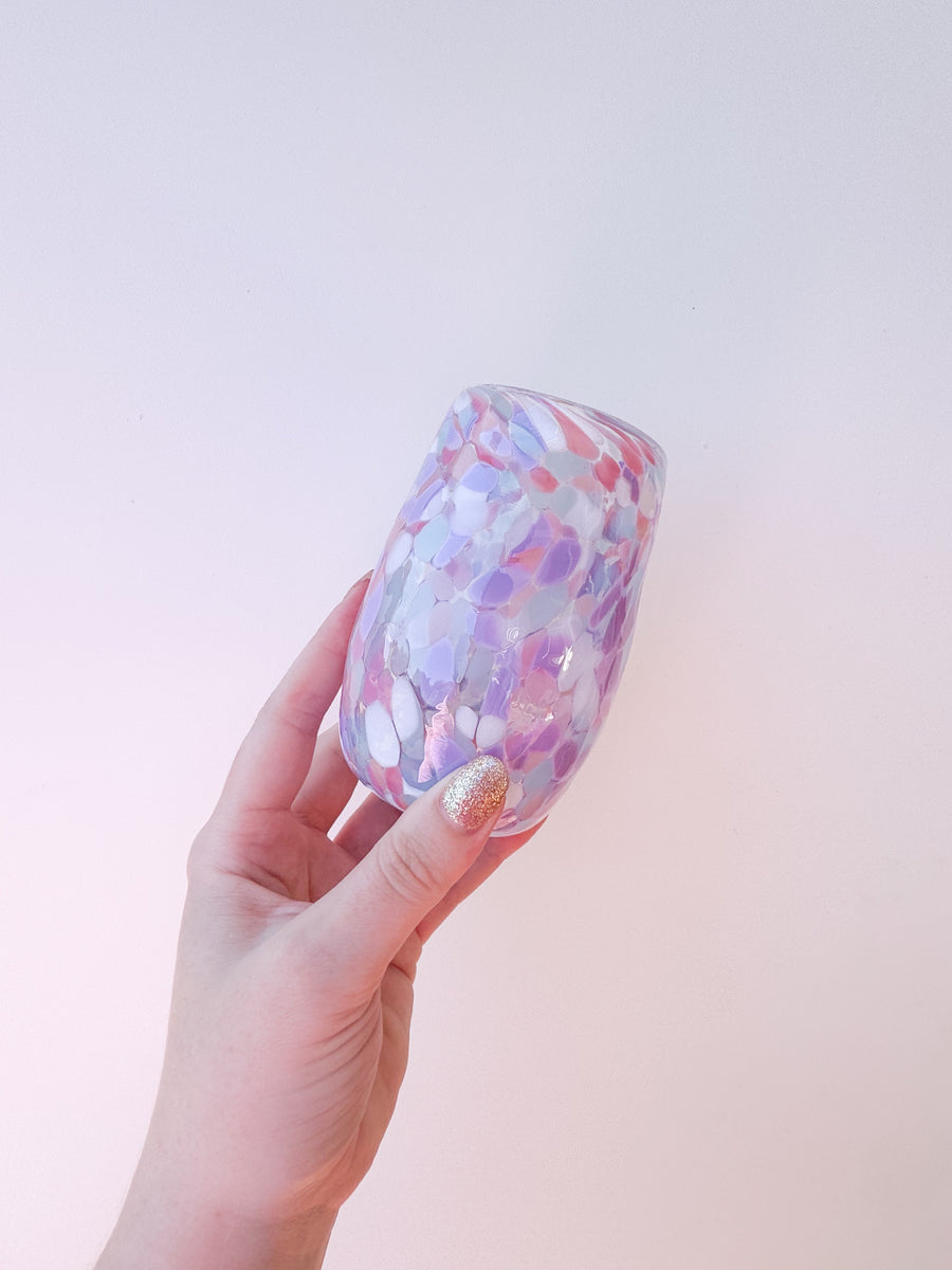 Glass blown Tumbler Bubblegum