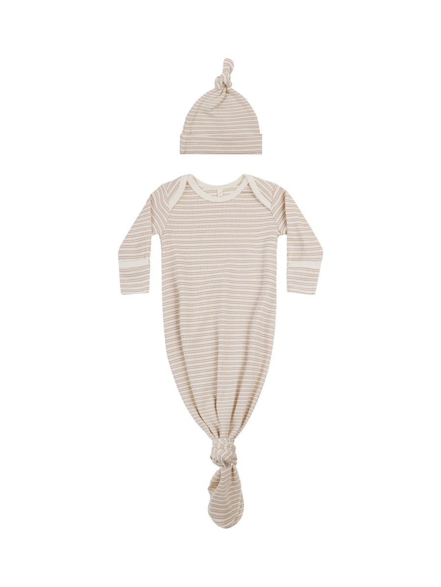 Knotted BabyGown + Hat Set