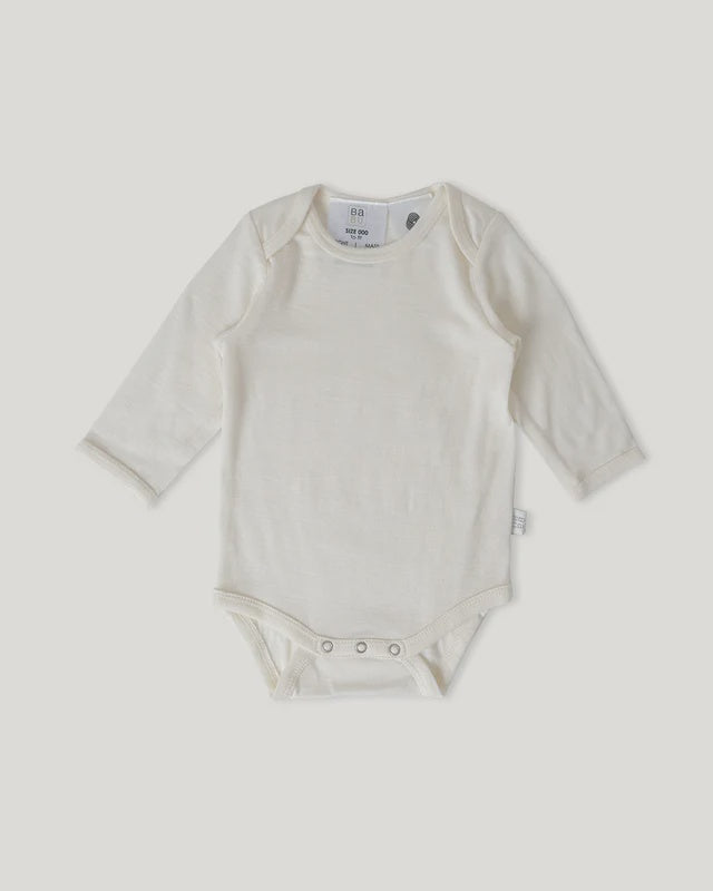 Merino Long Sleeve Bodysuit Cream