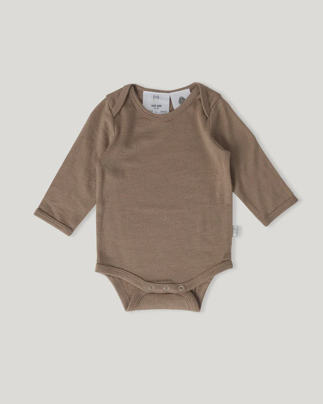 Merino Long Sleeve Bodysuit Walnut