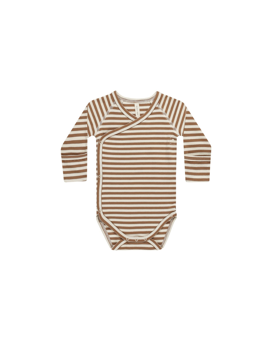 Side Snap Bodysuit  - Cinnamon Stripe