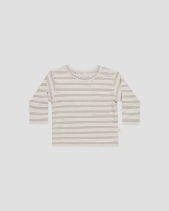 Long Sleeve Pocket Tee Grey Stripe