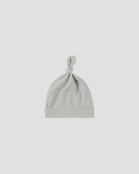 Knotted Baby Hat Blue Micro Stripe