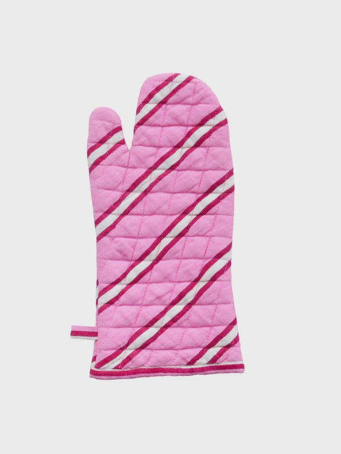 Raspberry Stripe Oven Mitt