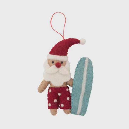 Pashom Christmas Decoration - Santa w Surfboard