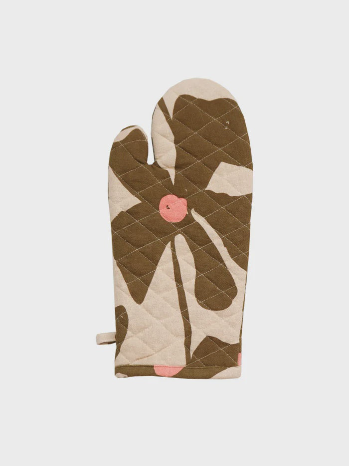 Olive Poppy Oven Mitt