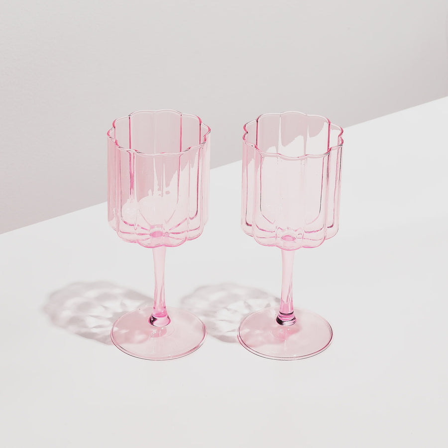 Wave Wine Glasses Pink