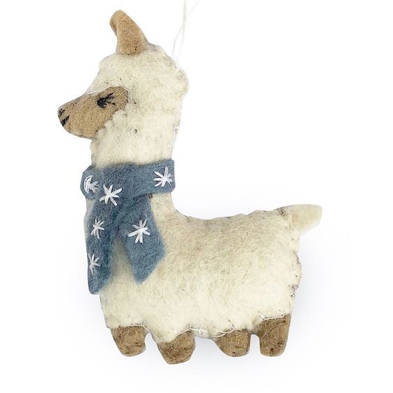 Pashom Christmas Decoration - Llama w Blue Scarf