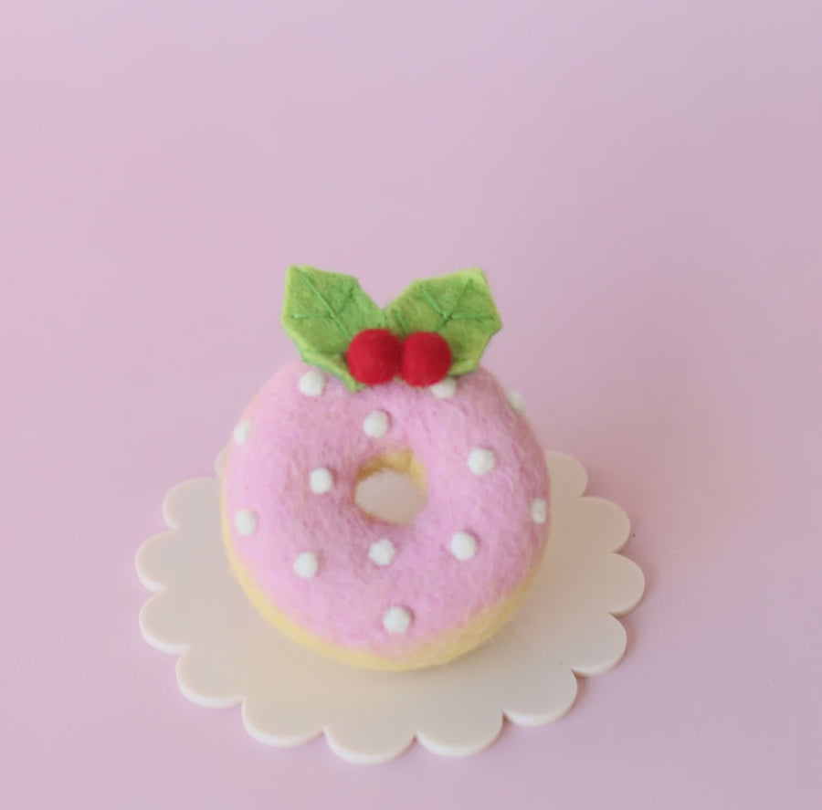 Christmas Donut Snowy Pink