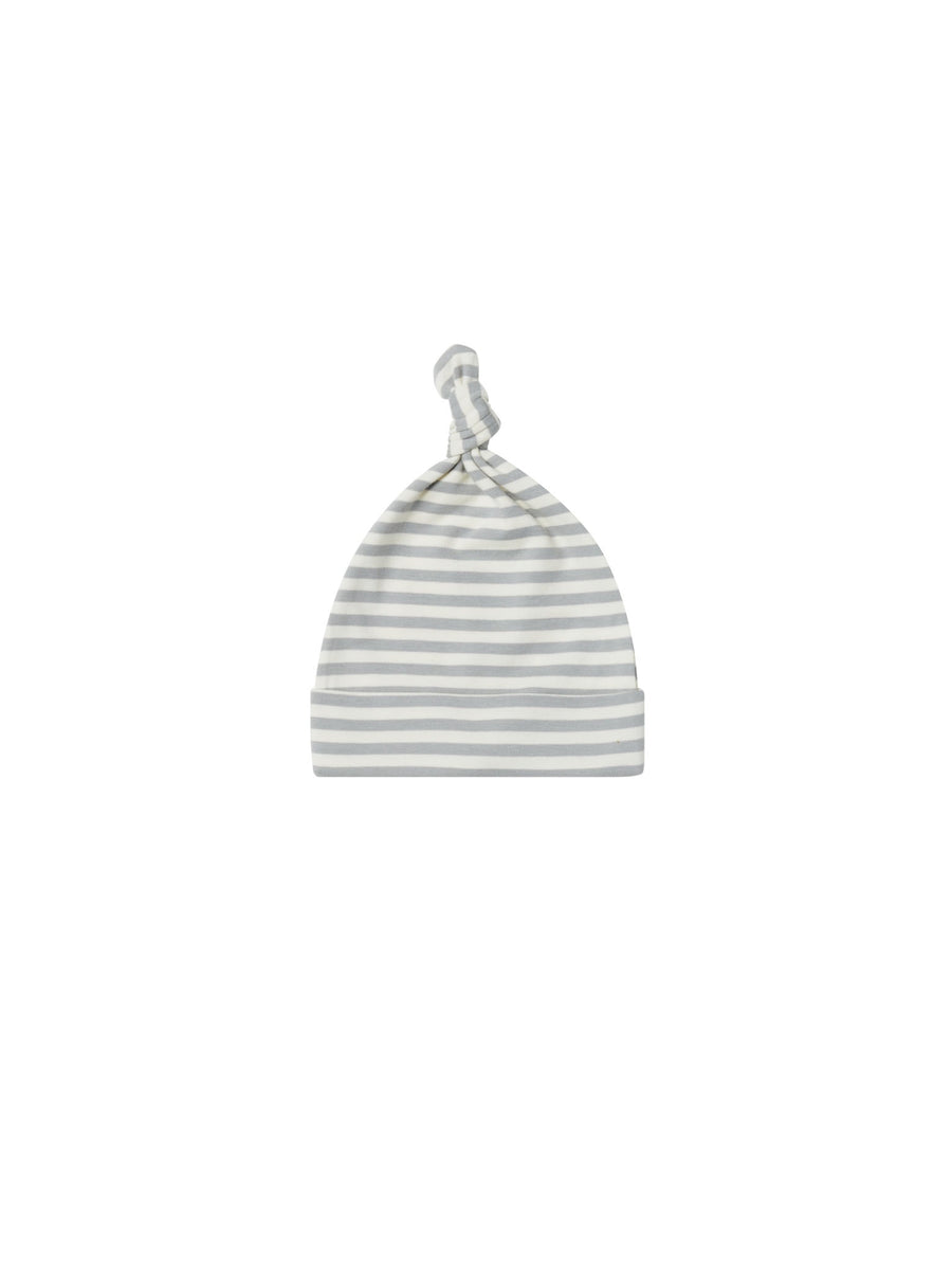 Knotted Baby Hat  Dusty Blue Stripe