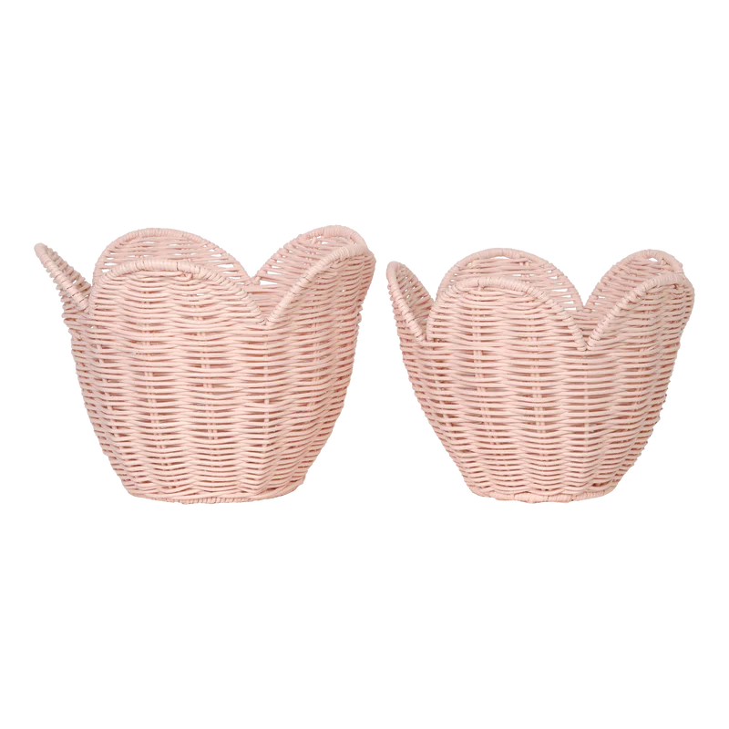 Rattan Lily Basket Set Blush