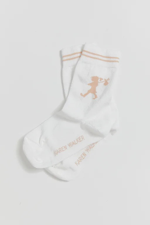 Runaway Girl Ankle  Socks-White/Light Pink