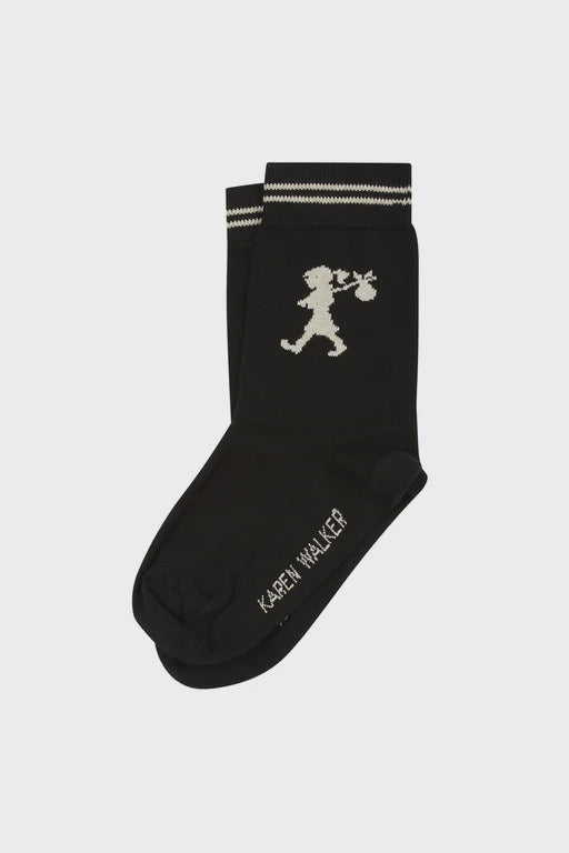 Runaway Girl Ankle Socks -Black/Oatmeal