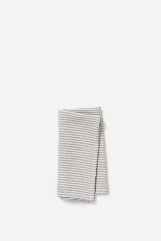 Dine Stripe Linen Napkin Ash/Chalk