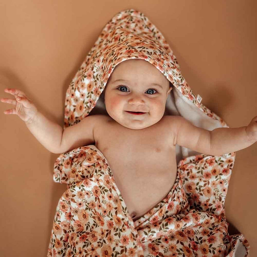 Spring Floral Organic Hooded Baby Towel