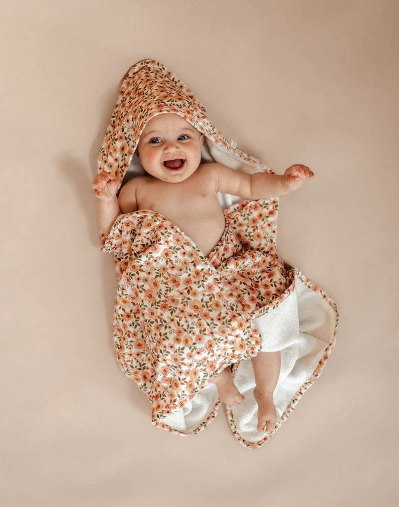 Spring Floral Organic Hooded Baby Towel