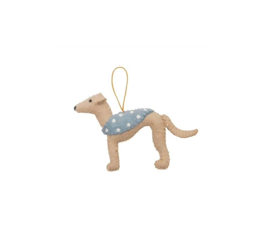 Pashom Christmas Decoration - Greyhound w Coat Fawn